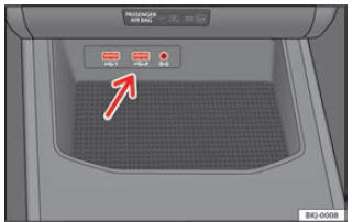 Afb. 132 Middenconsole: USB/AUX-IN-ingang.