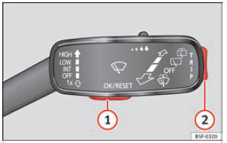 Afb. 47 Ruitenwisserhendel: controletoetsen.