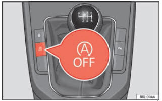 Afb. 186 Middenconsole: knop van het startstopsysteem.