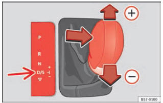 Afb. 183 Middenconsole: schakelen met tiptronic.